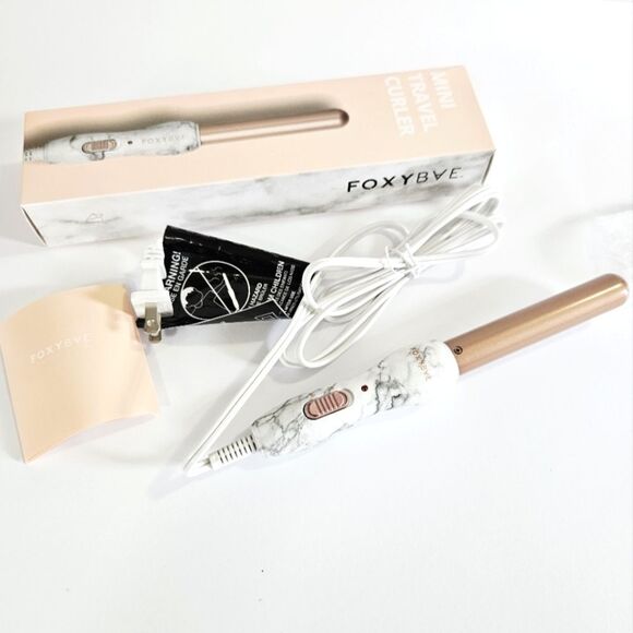 NIB Foxybae Travel/Mini Special Edition Rose Gold & White Marble Curling Wand - Picture 1 of 6